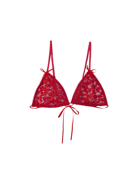 Nostalia - Red lace bow micro bra