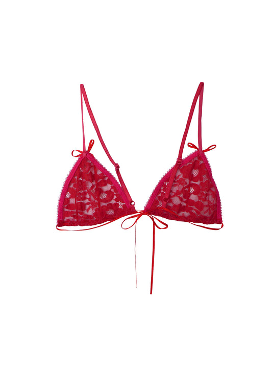 Nostalia - Red lace bow micro bra